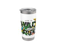 Tropical Macaw Parrots Jungle Nature Bird Design Life Quotes Vaso térmico de acero inoxidable de doble pared