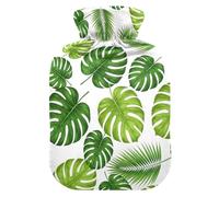 Tropical Monstera Leaf - Bolsa de agua caliente con funda de terciopelo, bolsa de agua caliente para calentador de pies y cama, alivio del dolor, tamaño mediano