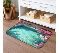 Tropical Oasis - Tapete de baño de secado rápido, diseño floral de buganvillas de durazno, tapete de ducha antideslizante, de espuma viscoelástica, lavable, para baño, baño, decoración de 20 x 32