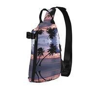Tropical Palm Tree Happy Halloween Diagonalmente Sling Bag, Crossbody Sling Backpack Shoulder Chest Bag para Mujeres Hombres, Travel Hiking Daypack
