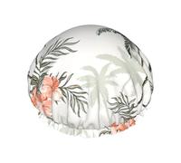 Tropical Palm Trees - Gorro de ducha reutilizable de lujo para mujer, doble capa de protección elástica para spa y salón de belleza