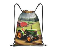 Tropical palmera hawaiana playa impresión cordón bolsas bolsa bolsa deporte gimnasio bolsa bolsa cordón bolsa de compras, Patrón de granja del tractor, M