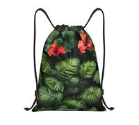 Tropical palmera hawaiana playa impresión cordón bolsas bolsa bolsa deporte gimnasio bolsa bolsa cordón bolsa de compras, Flores tropicales y follaje, M