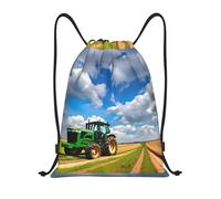 Tropical Palmera Hawaii Playa Impresión Cordón Bolsas Mochila Deporte Gimnasio Bolsa Bolsa Cordón Bolsa Bolsa de compras, Tractor bajo cielo azul y nubes blancas, Pequeño, Tractor bajo cielo azul y