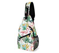 Tropical Pink Flamingo Sling Bag Crossbody Mochila Travel Chest Daypack