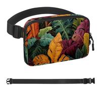 Tropical Plants-490 - Cangurera cruzada para hombres y mujeres, riñonera para viajes, casual, caminar, correr, senderismo, ciclismo, multicolor, 4 x 23 x 15 cm, multicolor, 1.5x9.0x5.9in/4x23x15cm