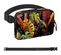 Tropical Plants-523 - Cangurera cruzada para hombres y mujeres, riñonera para viajes, casual, caminar, correr, senderismo, ciclismo, multicolor, 4 x 23 x 15 cm, multicolor, 1.5x9.0x5.9in/4x23x15cm