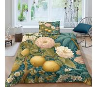 Tropical Plants and Fruits Juego De Ropa De Cama De 3 Piezas Microfibra Impreso En 3D Funda Nórdica + Funda De Almohada para Niños Y Adultos Single（135x200cm）
