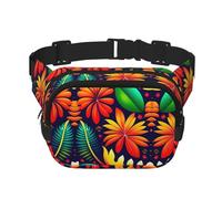 Tropical Plants - Riñonera cuadrada de doble capa con correa ajustable para actividades al aire libre, color negro, talla única, Black, Talla única