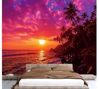 Tropical Playa Papel Pintado 200 x 140 cm 3D Cocotero Mural de pared Fotomurales Tejido No Tejido Fuera De La Ventana Papel Tapiz Grande Murales Fotográfico Moderno Decoración de Paredes W-298