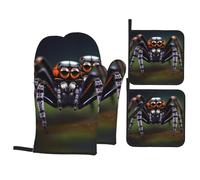Tropical Rainforest Spiders - Juego de 4 piezas para hornear, alta resistencia al calor, 260.0 °C, manoplas de horno, almohadillas para cubrir ollas, barbacoa, banquete, fiesta, hornear