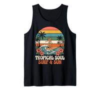 Tropical Soul Surfer Girl Surf and Sun Hawaiian Beach Retro Camiseta sin Mangas