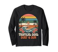 Tropical Soul Surfer Girl Surf and Sun Hawaiian Beach Retro Manga Larga