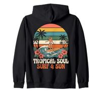 Tropical Soul Surfer Girl Surf and Sun Hawaiian Beach Retro Sudadera con Capucha