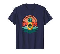 Tropical State of Mind Pineapple Paradise Beach, Hawaianos Camiseta, Hombre, Azul Marino, M