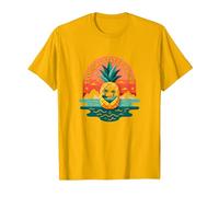 Tropical State of Mind Pineapple Paradise Beach, Hawaianos Camiseta, Hombre, Dorado Brillante, S