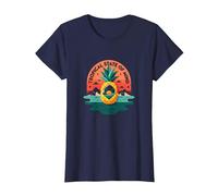 Tropical State of Mind Pineapple Paradise Beach, Hawaianos Camiseta, Mujer, Azul Marino, M