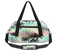Tropical Summer - Bolsas de lona para niños y niñas, bolsa deportiva ligera de palmera, bolsa de gimnasio para niños, pequeña bolsa de viaje para fin de semana, bolsa de viaje para bailar, Verano