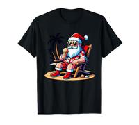 Tropical Summer Funny Hawaiian Santa Claus Navidad en julio Camiseta