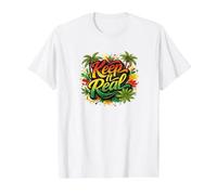 Tropical Summer Island Beach Vibe Colorido Camiseta gráfica económica, Hombre, Blanco, XL