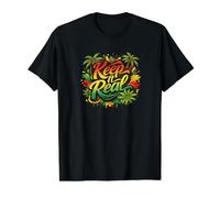 Tropical Summer Island Beach Vibe Colorido Camiseta gráfica económica, Hombre, Negro, L