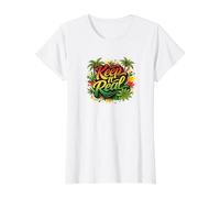 Tropical Summer Island Beach Vibe Colorido Camiseta gráfica económica, Mujer, Blanco, M