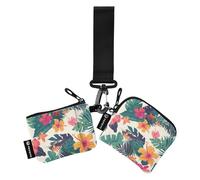 Tropical Summer Plants - Carteras dobles para mujer, portatarjetas pequeñas y portátiles con llavero para dama, 2 paquetes de monedero Porta tarjetas para mujer