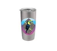 Tropical Tucán Geométrico Ave Fauna Silvestre Animal Selva Vaso térmico de acero inoxidable de doble pared