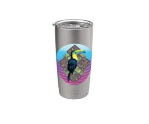 Tropical Tucán Geométrico Ave Fauna Silvestre Animal Selva Vaso térmico de acero inoxidable de doble pared