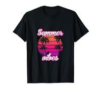 Tropical Vibes Beach Sunset Palms Retro Summer Energy Camiseta