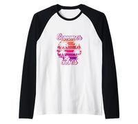 Tropical Vibes Beach Sunset Palms Retro Summer Energy Camiseta Manga Raglan