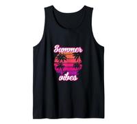 Tropical Vibes Beach Sunset Palms Retro Summer Energy Camiseta sin Mangas