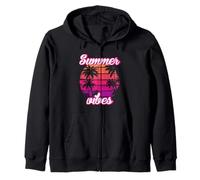 Tropical Vibes Beach Sunset Palms Retro Summer Energy Sudadera con Capucha