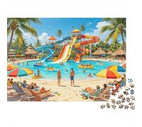 Tropical Water Park Jigsaw Puzzles 1000 Piece Recycled Paper Bright Summer Puzzle para Niño y Niña a Partir de 6 años Juego Educativo Challenge Fun Family Game 38x26cm/1000pcs