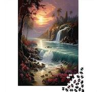 TropicalCascadaPuesta de Sol Rompecabezas 1000 Piezas Desafío Imposible Juego Difícil Adultos Familia Ilustrados Regalo Familiar Papel 70x50cm/1000pcs