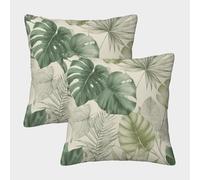 TropicalLeafPattern-BotanicalWallarte Fundas De Cojín del Sofá Juego De 2 Arte Fundas De Almohada Decorativos Cuadrado Almohada Funda De Almohada Cama Hogar Coche 50x50cm
