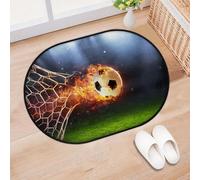 TropicalLife Alfombra para puerta de entrada, sala de estar, cocina, baño, balón de fútbol, lavable, para interiores y exteriores, antideslizante, 40 x 60 cm