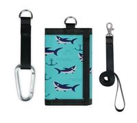 TropicalLife Anchor Shark - Cartera delgada con bolsillo pequeño para organizar dinero, diseño de tiburón divertido y ligero