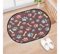 TropicalLife Bones Paws - Tapete para puerta de entrada, salón, cocina, hogar, baño, animales, patas, lavable, para interiores y exteriores, antideslizante, 40 x 60 cm