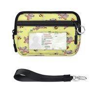TropicalLife Bonita cartera con diseño de koala de abeja y flores para mujeres, hombres, niños, niñas, niños, monederos con cremallera y ventana de identificación, ligera, portátil, pequeña bolsa