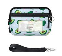 TropicalLife Bonita cartera de aguacate para mujeres, hombres, niños, niñas, niños, monederos con patrón de aguacate, mini funda con cremallera para tarjetas con ventana de identificación, ligera