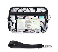 TropicalLife Bonita cartera de pingüino para mujeres, hombres, niños, niñas, niños, monederos de pingüino kawaii, mini funda con cremallera para tarjetas con ventana de identificación, ligera