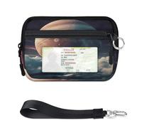 TropicalLife Cartera 3D Galaxy Planet Ocean Ship para mujeres, hombres, niños, niñas, niños, monederos, mini funda con cremallera para tarjetas con ventana de identificación, ligera, portátil, pequeña