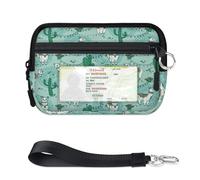 TropicalLife Cartera bohemia con diseño de cactus de alpaca para mujeres, hombres, niños, niñas, niños, monederos de alpaca, mini funda con cremallera para tarjetas con ventana de identificación