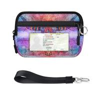 TropicalLife Cartera colorida con diseño étnico de calavera de mandala para mujeres, hombres, niños, niñas, niños, monederos con cremallera y ventana de identificación, ligera, portátil, pequeña bolsa