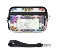 TropicalLife Cartera colorida de plumas de pavo real con mandala para mujeres, hombres, niños, niñas, niños, monederos, mini funda con cremallera para tarjetas con ventana de identificación, ligera