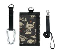 TropicalLife Cartera con diseño de calavera y música rock y bolsillo pequeño para organizar dinero, ligera, portátil
