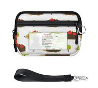 TropicalLife Cartera con diseño de erizos de manzanas para mujeres, hombres, niños, niñas, niños, monederos con cremallera y ventana de identificación, ligera, portátil, pequeña bolsa organizadora de