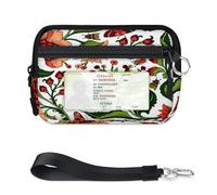 TropicalLife Cartera con diseño de flores de cachemira para mujeres, hombres, niños, niñas, tribus, monederos con cremallera y ventana de identificación, ligera, portátil, pequeña bolsa organizadora