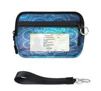 TropicalLife Cartera con diseño de flores y mandala de galaxia para mujeres, hombres, niños, niñas, niños, monederos, mini funda con cremallera y ventana de identificación, ligera, portátil, pequeña